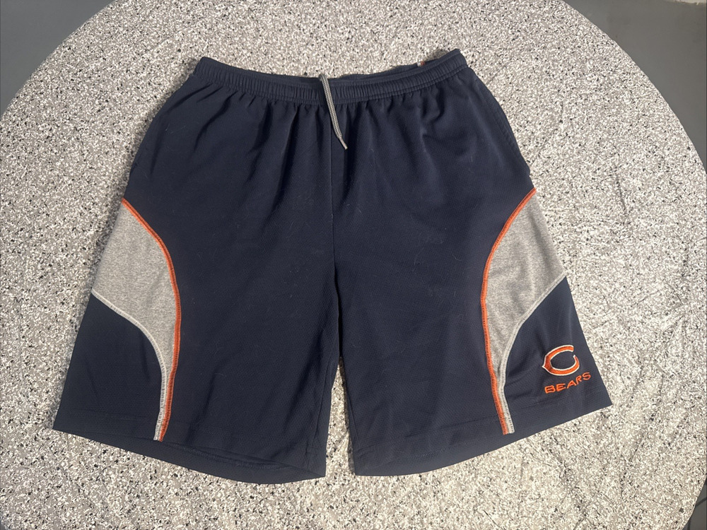NFL Chicago Bears Shorts Men's Large Embroidered Logo Blue/Orange/Grey